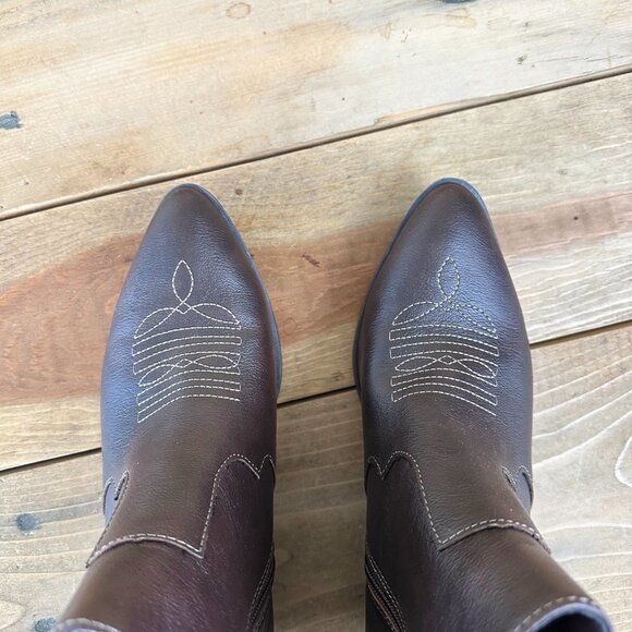 NWOT Sun + Stone Western Booties Brown‎ Cowboy 7 SS Grangerr - Picture 7 of 9